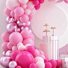 60 Pcs 12 Inch  Blue And Silver Balloons Light Blue White Latex Balloons With Chrome Metallic Silver Party Balloons For   Shower Bridal Baptism Winter Birthday Party Decorations-853880 - 玫瑰紅色 - 查看 6