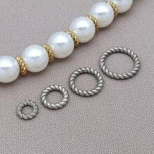 10 piezas de anillos cerrados con flores retorcidas de acero inoxidable, hallazgos de joyería DIY para collares, pulseras, cuentas, cuentas planas, fabricación de joyas de uso diario