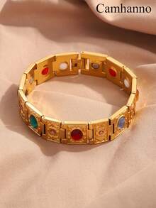 Camhanno 豪华新款不锈钢手链（带调节器），独特设计，适合各种高端场合、节日庆典和派对礼物。 - 金色 - 查看 5