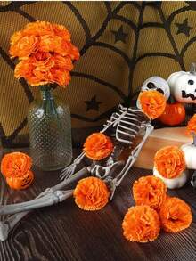 MEHELANY 20Pcs Orange Artificial Carnation Flower Heads,Silk Imitation Flowers Bulk Fake Fall Flowers Marigold Flower Heads With Stems Artificial Flowers For Diwali Home Decor Day Of The Dead Wreath Garland, Table Center, Floral Arrangement DIY Wreaths, Wedding Bouquets, Thanksgiving Halloween Christmas Party Birthday Decorations, DIY Crafts,Graveyard Wreaths