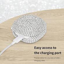 Shockproof Shining Glitter Rhinestone 1pc Bling Star Rhinestone + Gold Lobster Circle Case Compatible With Apple 1/2/3, Rhinestone Decorative Protective Case Compatible With Airpods Pro/Pro 2, New 4th Gen Spring Gift Party Birthday - Silver - View 10