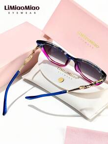 LiMiaoMiao 1pc Cat Eye Fashion Fashion Glasses, Y2K Stylish Eyewear, Holiday Gift With Glasses Case And Cleaning Cloth, Unisex - Multicolor - View 11