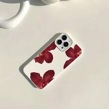 1 pieza Funda de teléfono con textura de lichi blanco mate y simple para protección de lente, con lindo patrón de 3 flores de orquídea, personalizada compatible con iPhone 16 Pro Max, 15/14 Plus, 13, 12, 11, versión internacional, no la versión nacional - Multicolor - Ver 3