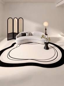 1pc Luxury French Vintage Style Area Rug, Black & White Abstract Design, Suitable For Living Room Or Bedroom Decor, Decorative Carpet, Bedroom Decor, Small Rug, Carpet, Home Decor, Living Room Carpet, Living Room Small Rug, Bedroom Carpet, Living Room Home Decor, Outdoor Rug, Washable Carpet - Multicolor - View 3