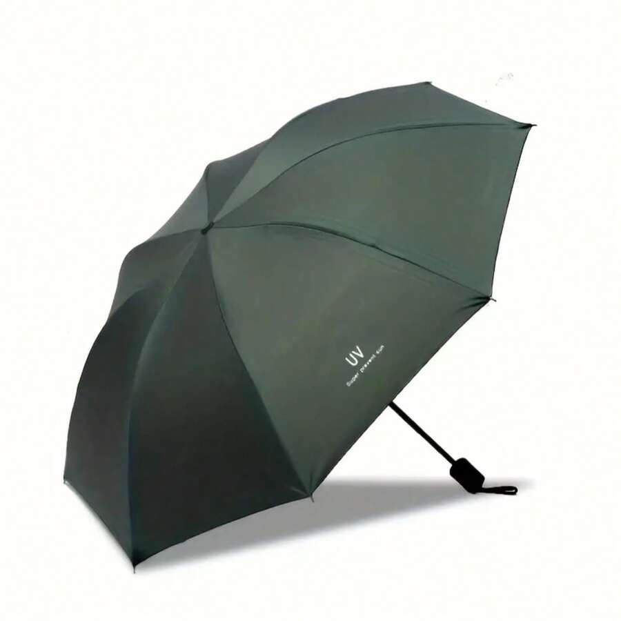 Paraguas plegable manual para protección solar, compacto y ligero, fácil de transportar, resistente al agua, ideal para días soleados y lluviosos, colores variados - Verde Oscuro - Ver 1