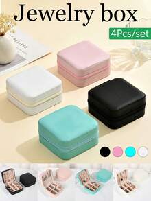 4/1pc Mini Travel Jewelry Storage Box, Multifunctional Jewelry Box, Waterproof Earring Ring Box, Portable Women Jewelry Organizer, Home Jewelry Display Box, Detachable Jewelry Box, PU Leather Jewelry Case For Jewelry, Rings, Earrings, Lipstick, Watches, Necklaces, Gift For Friends, Teachers, Bridesmaids, Back To School Essentials, Travel Necessities, Bedroom Decor, Desk Accessory, Suitable For Autumn And Winter