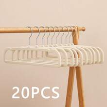 10/20pcs Short Flocked Plastic Pant Hangers, Sturdy & Durable, Space-Saving, Non-Bulging Shoulders, Non-Slip Design, Curved Shoulders With Grooves To Hang Bra Straps, Underwear, Suitable For Home, Dorm And Retail Clothing Store Display