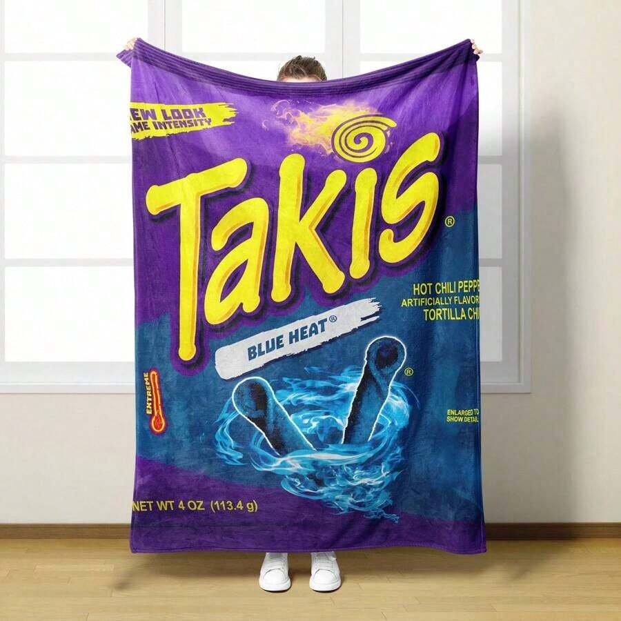 1pc Cartoon Snack Print Blanket, Flannel Blanket Ultra Soft Comfortable Gift Blanket For Home & Travel Couch Sofa Bed,Suitable As A Gift For Friends, Best Friends, Classmates, Fathers, Mothers, Grandmothers, Grandfathers, And Other Elders. Ideal For Beds, Sofas, Living Rooms, Bedrooms, And Outdoor Camping. Perfect For Various Holidays And Special Occasions.-280gsm - 多色 2 - 查看 1