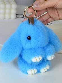 1个钥匙扣,毛绒兔子钥匙扣,适用于女士包包挂钩、钥匙扣挂钩、手机DIY挂钩、背包挂钩,可爱逼真的水獭兔毛绒可爱兔子钥匙扣,兔子配件,包包配件,汽车钥匙扣挂钩 - 彩色 - 查看 14