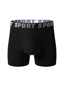 4 quần đùi dài họa tiết thời trang nam, quần đùi dài co giãn thoải mái, đồ lót thể thao dài, đồ lót nam mới lạ, quần đùi đạp xe - màu đen - Xem 2