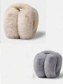 1个多色可折叠耳罩，毛绒保暖耳罩，加厚耳套，冬季适用，女士款，颜色随机