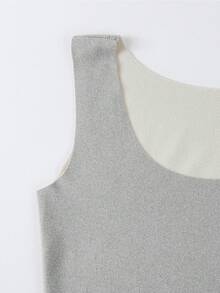 New Autumn And Winter Seamless German Fleece Warm Vest For Women, Double-Sided Brushed Solid Color, For Inner Wear As A Base Layer, With A Slim Round Neck, And A Thickened Fleece Camisole For Inner Wear. - Grey - View 5