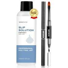 Morovan Slip Solution Poly Gel Big 8Oz 240ML Extension Nail Gel Slip Solution With Brush Anti-Stick Gel Liquid Solution Bottle Cap As A Cup Poly Gel Solution Liquid Easy DIY Gel Solution At Home - Xanh đậm - Xem 1