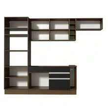 Cocina integral completa modular Madesa Glamy 290cm color negro marrón diseño contemporáneo muebles de cocina almacenamiento eficiente funcionalidad premium calidad superior ideal para hogar organización estilo moderno práctico combinado - Negro y Morrón - Ver 10