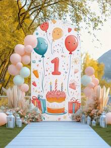 Housse d'arche en spandex personnalisée, toile de fond de mariage personnalisée, toile de fond de décoration d'événement personnalisée, toile de fond de décoration de mariage, toile de fond de photographie, anniversaire, événement et toile de fond thématique pour célébration des fêtes, toile de fond d'événement commercial, Amour éternel, Housse d'arche Chiara - Multicolore - Voir 2