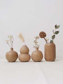 1pc Japanese Minimalist Wooden Flower Vase, Home Living Room Office Desk Decorative Art Vase, Tranquil Surprise, Ramadan Decor, Exquisite Gift, Mini Flower Vase - Multicolor - View 5