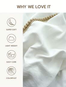 1 st örngott i 100 % polyester, bohemisk stil med pompomspetskant, utan kuddinlägg, dekorativt sängtillbehör - Vitt - Visa 2