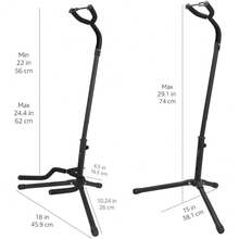 Height-Adjustable Folding Guitar Stand With Secure Support For Acoustic, Electric, Back-To-School, Bass, And Banjo Guitars, Durable, Black - 預設 - 查看 6