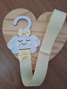 Organizador de laço infantil MDF porta laço mini nuvem cabide decorado menina - Amarelo - Visão 1