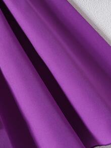 Girls' Floral Patchwork Ruffle Hem Half-Turtleneck Vacation Elegant Dress, Spring/Autumn - Purple - View 10