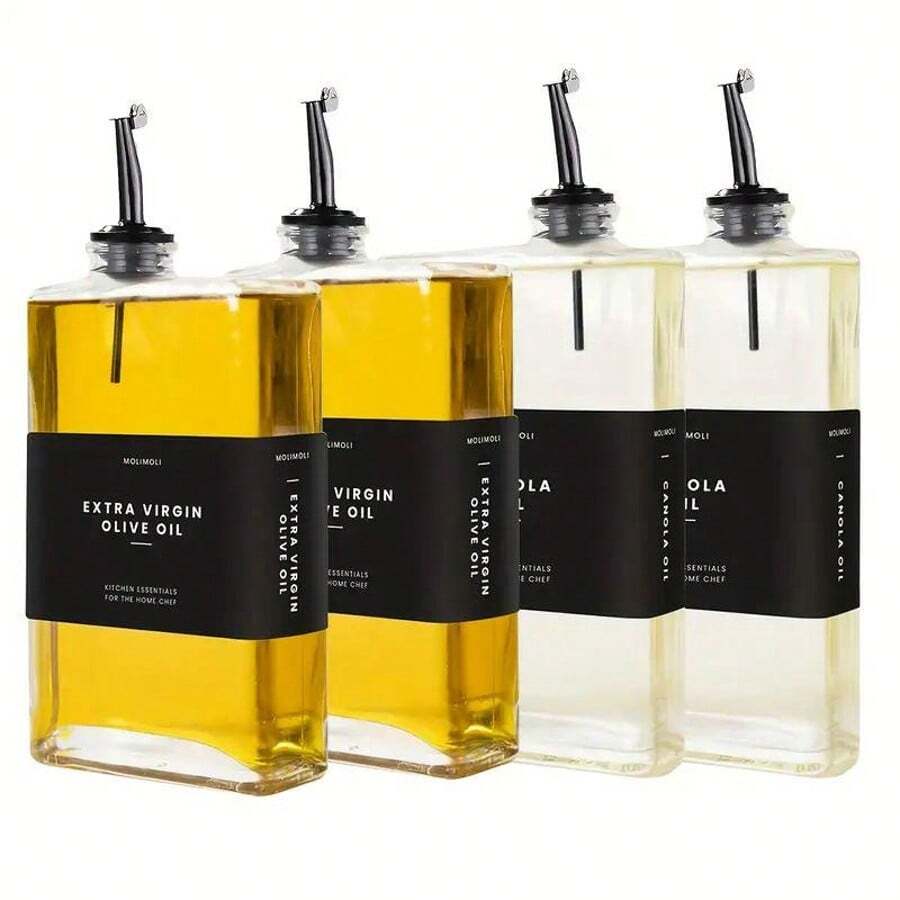 Olive Oil Dispenser For Kitchen, Cooking Oil Dispenser, Oil And Vinegar Dispenser Set, Olive Oil Bottle. Soy Sauce Dispenser, Coffee Syrup Bottles - 4 Pcs - 黑色 - 查看 1