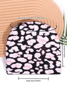 1pc Leopard Print Jacquard Knit Beanie Hat, Streetwear Outdoor Warm Earflap Thick Knitted Cap, Autumn/Winter Hiphop Hat Winter Women - Leopard Print Knitted Hat - View 2