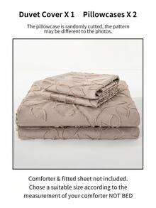 3pcs Leaf Tufted Pattern Microfiber Duvet Covers Sets(1 Duvet Cover & 2 Pillowcase)Lightweight Breathable Bed Cover All Seasons Bedding Set  For Home Bedroom Bed Sheets Set - Coffee Brown - View 11