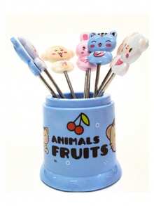 Palillo de metal con contenedor para botanas aperitivos snacks recipiente resistente accesorio mesa fiestas picnics diseño elegante práctico organizador innovador utensilio - Azul - Ver 2