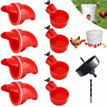 DIY Automatic Poultry Feeder Kit, Including 4 Plugs And 1 Hole Saw, Weather-Resistant Reusable Gravity Chicken Feeder Set For Buckets, Drums, Boxes, Troughs