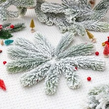 Artificial Flocking Pine Needles Branches Fake Tree Branches DIY Leaves For Christmas Wreaths Accessories Party Holiday Decor