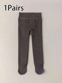 1pc Children's Thick Ribbed Solid Color Tights, Thermal Lined, Autumn/Winter - Multicolor - View 19