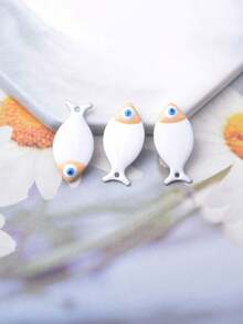 6 قطع سحر أسماك صغيرة ملونة من النحاس مطلي بالمينا على الوجهين للأقراط والقلائد وصناعة المجوهرات والديكور