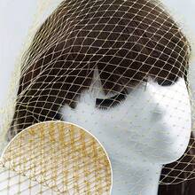 1pc Gold Color Face Veil Hair Clip Accessory, Bridal Veil Headpiece Suitable For Multiple Occasions Halloween - Gold - View 4