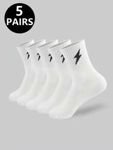 5双/10双/20双装儿童休闲袜，中长袜，白色袜子，冬季袜子，黑色袜子，运动袜，适合10-16岁儿童 - 彩色 - 查看 6