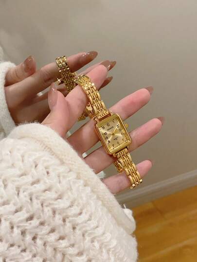 1 st minimalistisk, avslappnad elegant vintage-armbandsklocka i mellanösternstil för kvinnor, retro guldfärg