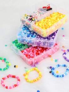 480 Stücke/1.100 Stücke/2.200 Stücke/3.400 Stücke Pony Perlen, Pony Perlen Set, einfach zu lagernde Pony Perlen im Großpackung, Freundschaftsarmband Bastelset, Perlen für Schmuckherstellung