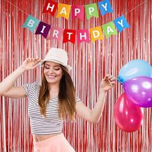 Foil Fringe Curtains Red Streamers Party Decorations - Melsan 3 Pack 3.2 X 8.2 Ft Red Fringe Backdrop Party Photo Backdrop Back To School Birthday Party Shower Or Graduation Decorations2025 - 純紅色 - 查看 6