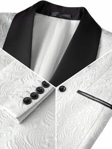 Men's Suit 2-Piece Double-Breasted Shawl Lapel Jacquard Floral Blazer Jacket & Pants Set For Wedding Prom Party - 白色 - 查看 4