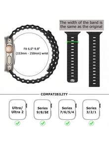 1 件男女通用海洋户外运动硅胶防水腕带,兼容 表带 42/44/45/46/49 毫米,兼容 Series Ultra/SE/10/9/8/7/6/5/4/3/2/1,智能手表表带配件(圣诞礼物准备) - 42mm(Series 123)/44/45/46/49mm - 查看 5