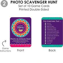 40pcs Big Happy Diwali, 4 Festive Lights Party Games, Diwali Party Game Set, 10 Cards Per Set, Double-Sided Printing, Diwali Game Bundle - Multicolor - View 7