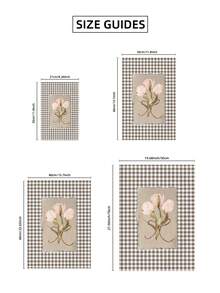 1 pezzo Stampa artistica a parete bianca senza cornice con tulipano, cartellone floreale con motivo a scacchi marrone in stile cottage, decorazione minimalista da fattoria per soggiorno/camera da letto/camera da letto, decorazione primaverile botanica per la stanza, regalo perfetto (stampe da parete, cartellone funky, ritorno a scuola)