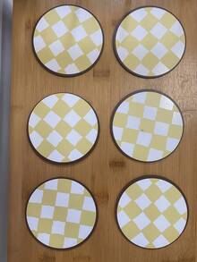 6pcs Black White Wooden Coasters, Black White Checkered Pattern Absorbent Coasters Set Coffee Coaster, Tea Coffee Table Dining Table Desk Heat-Resistant Coasters Insulated Pads, Living Room Bedroom Office Tea Room Desktop Protection, Suitable For All Kinds Of Cups, Desktop Decoration, Home Restaurant Tea Coffee Bar Decoration