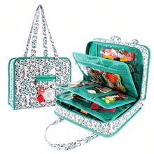 大容量缝纫和工艺用品收纳手提包，旅行打包收纳袋，带透明口袋和提手，适用于针织、钩针编织、艺术和工艺品、缝纫配件、冬季、缝纫收纳 - 彩色 - 查看 9