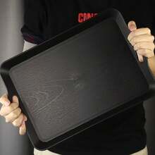 1 pezzo Vassoio rettangolare in finitura legno, piatto da hotel e ristorante, piatto da portata in plastica con doppia maniglia per uso commerciale