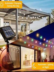 20/50/100 Luces de Cadena Solares para Jardín Exterior, Cadena de Luces de Estrella de Navidad, 8 Modos Disponibles para Uso Exterior, Iluminación de Hadas para Árboles de Navidad. Jardín, Patio, Ramas, Camping, Decoración de Vallas. Ideal para Bodas, Fiestas, Navidad, Halloween, Decoración de Vacaciones - Verde Oscuro - Ver 4