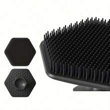 1pc Soft Silicone Face Scrub Brush - Gentle Exfoliating Cleansing Pad And Soft Massager - Minimalist , Men's Bathroom & Grooming Accessory - Black - View 7