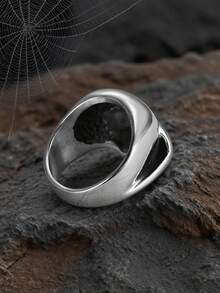 1 pieza Anillo de acero inoxidable con calavera punk para hombres, decoración de joyería para fiestas de Halloween