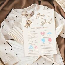 20 件法式预测宝宝熊 - 有趣的性别揭示游戏与问题 - 带有熊和幼崽的糕点设计 - 带有签名空间的法式卡片 - 送给准父母的珍贵纪念品 - 彩色 - 查看 3