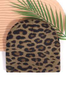 1pc Leopard Print Jacquard Knit Beanie Hat, Streetwear Outdoor Warm Earflap Thick Knitted Cap, Autumn/Winter Hiphop Hat Winter Women - Leopard Print Knitted Hat - View 6