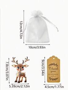 Set de 15 piezas de llaveros de reno de dibujos animados, incluye 5 llaveros de reno, 5 bolsas de organza y 5 tarjetas de agradecimiento, adecuado para fiestas de Navidad, bodas, cumpleaños, aniversarios, despedidas de soltero, vacaciones y fiestas, una opción perfecta para amigos y familiares